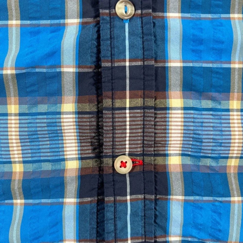 The North Face Shirt Mens Large Blue Plaid Short Sleeve Button Up Hiking Camping